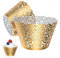 Gospire 50 pcs Pearl Lace Filigree Wedding Cupcake Wrapper Baking Cake Cups Wraps Party Decoration Laser Cut (Bright Gold)
