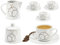 Van Well Service à café 10 pièces - 4 tasses à café avec 4 soucoupes + pot à lait et sucrier blanc - Différents décors au choix - Décor : look