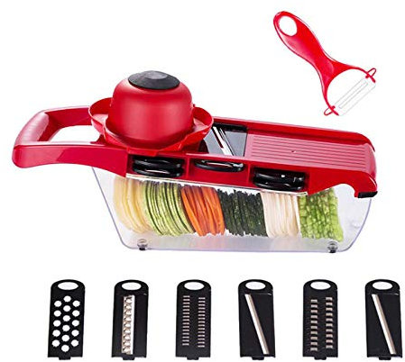 Mandoline Trancheuse à légumes 7 en 1 multifonction pour fruits et fromages avec 6 lames interchangeables