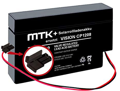 MTK+ Batterie de rechange pour volet roulant solaire Vision CP1208 / 12 V 0,8 Ah Molex chargée et testée avant l'expédition