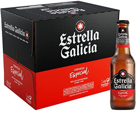 Estrella Galicia Especial - Cerveza Lager Especial, Pack de 12 Botellas x 25 cl, Sabor Ligero y Amargo, Aroma a Lúpulo, 5,5% Volumen de Alcohol