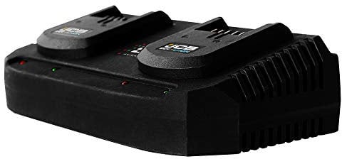 JCB Tools - 20V Dual Lithium-Ion Double Battery Charger for Power Batteries Hammer Drills, Saws, Jigsaw, Multi Tool, SDS, Angle Grinder, Miter Saw, LED Work Light, Recip, JCB-20DC, Double Charger