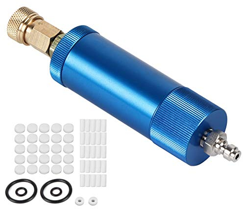 Akozon Air Compressor Oil-Water Separator, Double-Layer Filtration, Multi-Compatibility, Aluminum Alloy, Complete Set with 50 Filter Kits, Blue