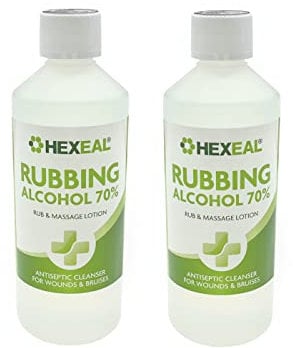 Hexeal 70% Rubbing Alcohol 1L – 2 x 500ml Bottles of Lab Grade Isopropyl Alcohol 70% / Isopropanol – Cleaning Fluid, Disinfectant & Solvent for Paint Thinning – Degreaser & Sanitiser