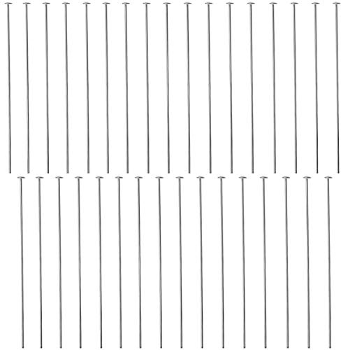 DIY925 50 Stück Nietstifte Kopfstifte 925 Sterling Silber 70mm x Ø 0,5mm x 1,8mm Kopf Prismenstifte für Ohrhänger Schmuckherstellung
