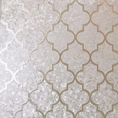 Arthouse | Velvet Trellis Rose Gold Wallpaper | Luxury Rose Gold Geometric Foil Design with Crushed Velvet Texture | Paste The Paper Method | Perfect for Living Rooms & Bedrooms | 1005 x 53cm