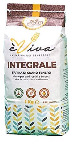 Agricola Piano - Autentica | Weichweizenvollkornmehl 1 kg - 100% Italienisch – Ideal für Brot, Kekse und Mürbeteig - Echtes Vollkorn – Professionell - Ohne Zusatzstoffe - èViva