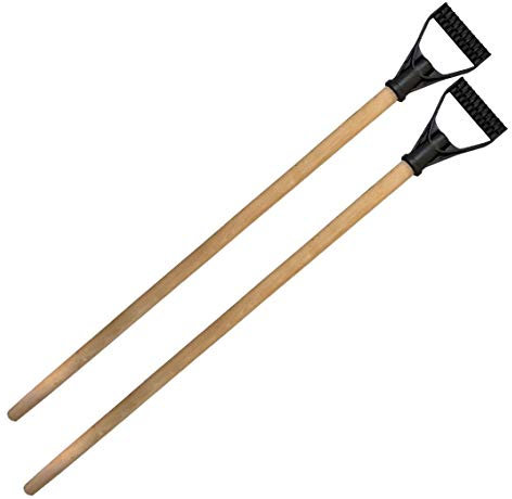 2x Holzstiel mit D-Griff Schneeschieber Ersatz Spaten-Stiel Schneeschaufel Ø27-32mm