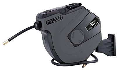 KS Tools - 515.3475 Schlauchtrommel Druckluftschlauch, 15 m, Luft- und Wassertrommel, 1/2 Zoll, mit Schlauch Ø 13 mm, Anschluss 3/8 Zoll, automatische Rückführung, Halterung 180° drehbar
