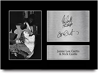 HWC Trading A4 Jamie Lee Curtis & Nick Castle Halloween Gifts Printed Signed Autograph Picture for Movie Memorabilia Fans