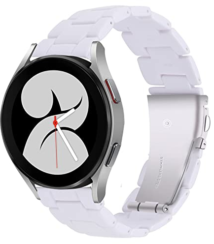 Miimall Resin Armband Kompatibel mit Samsung Galaxy Watch 5 5 pro/ 4 40mm 44mm / 4 Classic, Damen Harz Resin Ersatzarmband Wasserdichtes Uhrenarmband für Samsung Galaxy Watch 4 - Weiß