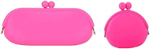 Efreecity Custodia per occhiali da vista in silicone per donne e ragazze, borsa per occhiali rosa+borsa (bag0001)