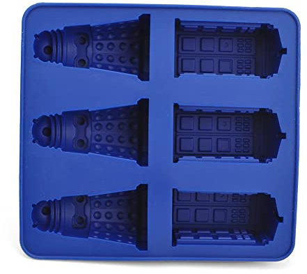 Eiswürfelform Silikon-eiswürfel-tablett Tardis & Daleks Formen Schokoladen-candy-kekse Mold Maker Diy Bar-party-getränk-backen-werkzeuge (blau, 14 * 15cm)