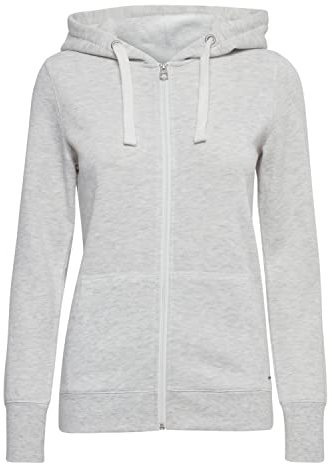 OXMO OXOlinda Damen Sweatjacke Kapuzenjacke Hoodie mit Kapuze Zip-Hoodie Zip-Jacke meliert mit Reißverschluss in Kontrastfarben Dicke Kordeln, Größe:S, Farbe:Oyster Gray Melange (1411071)