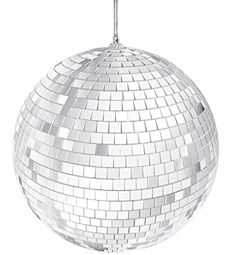 Mirror Disco Ball with Attached String for Hanging Ring, Reflects Light, Party Favor, 5 (Single)