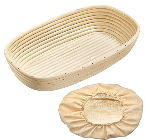 Westmark Gärkörbchen-Set, Gärkörbchen oval + Bezug, Peddigrohr/Baumwolle, Hellbeige/Beige, 3234227B