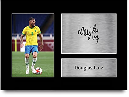 HWC Trading A4 Douglas Luiz Brazil Geschenke Gedrucktes Signiertes Autogramm Foto für Fußball Anhänger and Fans