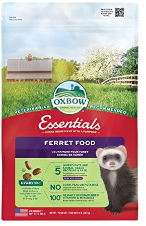 Oxbow Essentials Ferret Food, Vitamin & Mineral Rich Formula for Ferret, High Protein Food & High Fat, Small Animal Pet Products, Oxbow, Made in USA, 4 lb Bag