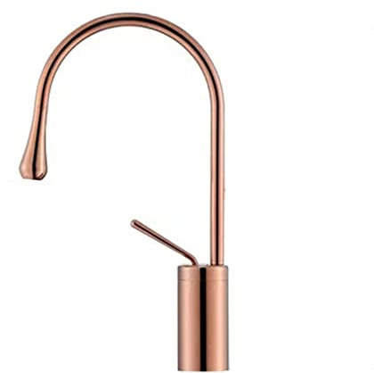 Badarmatur 360 ° Rotation Küchenarmatur Einhand-Waschtischarmatur Warm- und Kaltwasser-Waschbecken-Mischbatterie Luftsprudler Toilettenarmatur Messing-Badezimmer-Waschtischarmatur, Roségold