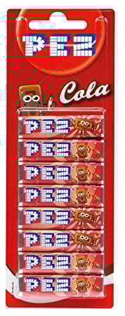 PEZ - Boîte de 12 Blisters de 8 recharges de bonbons goût Cola- Pour recharger les distributeurs PEZ