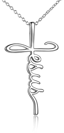 VONALA Jesus Kreuz Halskette 925 Sterling Silber Kreuz Jesus Halskette für Frauen Christuskreuz Gläubige Halskette