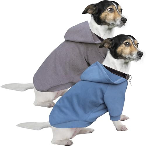 HuaLiSiJi Kapuzenpulli für Hunde Hundepullover Kleine Hunde Chihuahua Kleidung Welpen Hunde Hoodie, Warm und Leicht, Mit Einer Weichen Textur, Leicht zu Tragen und Hellen Farben (L, Grau+Haze Blue)