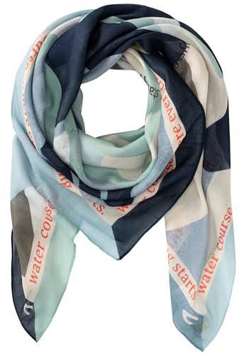 camel active Damen Quadratisches Modetuch auf softem Baumwoll-Modal-Mix Denim Blue, womenswear-OS