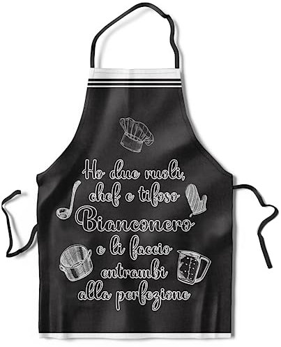 KAÏDENSÏ Idea Regalo Tifoso Calcio Originale - Grembiule da Cucina Divertente Chef Bianconero - Gadget Divertenti per Tifosi - Idee Regali Divertenti Originali