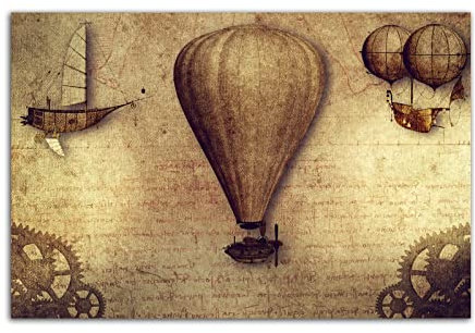 Erfindung Ballon Vintage Poster Leonardo Da Vinci Renaissance Ölgemälde Poster Wand Kunst Bild Druck Leinwand Malerei Dekorative Wandbild (30x45cm-Ohne Rahmen)