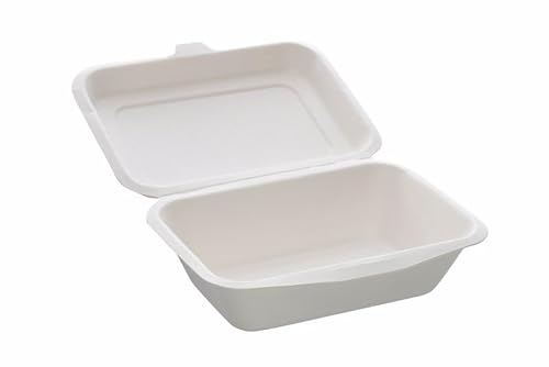 METRO Professional Contenitore monouso per alimenti da asporto BAGASSA, in carta non sbiancata, 18 x 13.5 x 7 cm, 5 x 50 pezzi, rigido e impermeabile, bianco