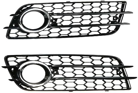 LUISAS Nebelscheinwerfer Gitter für Audi A4 B8 S-Line S4 Models 2008 2009 2010 2011 2012,Vorne Links Rechts Unteren Stoßstange Nebelscheinwerfer Grill Abdeckung Trim,B-Black Silver