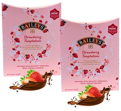 2x Baileys Strawberry Temptations Original Irish Cream | Christmas Gifts | Christmas Tree Decorations | Stocking Filler Chocolate Gifts For Women | Chocolates Gift | 80g