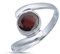 mantraroma Damen Ring 925 Silber Granat Edelstein rot schlicht modern