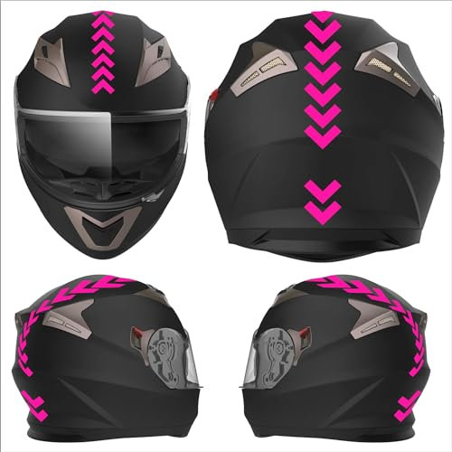 Kit 2 Adesivi stripe striscia freccia banda driving racing fascia Casco Moto Serbatoio Valigia universale cod. 2235 (046 Rosa Fluo)