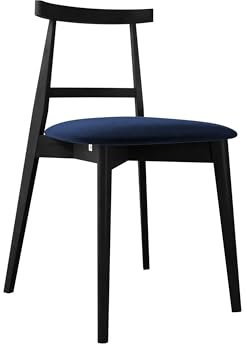 Mirjan24 Esszimmerstuhl Hazren, B:48 x H:75 x T:54 cm, Stuhl aus Buchenholz für Esszimmer, 2 mal lackiert, Lack auf Wasserbasis, Gepolsterte Sitzfläche, Küchenstuhl (Schwarz/Magic Velvet 2216)