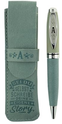 History & Heraldry Bamboo Persönlicher und individueller Kuli Kugelschreiber Stift mit Namen und Spruch Personalisiertes Etui Monogramm-Design persönliches Geschenk (Kuli A)