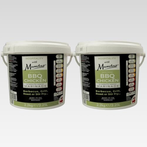 Mumtaz BBQ CHICKEN Marinade Catering Size Bucket - 2.2Kg - Restaurant Quality-Mildly Spiced -BBQ-Grill-Roast-Stir or Air fry.All Natural Ingredients-Gluten Free-Vegan (2.2kg (Pack of 2), BBQ Chicken)
