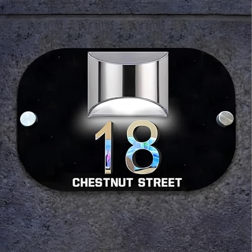 Personalisiertes Solar-Hausschild - Modern, Für Draußen, Mit Hausnummer - Personalisierbar