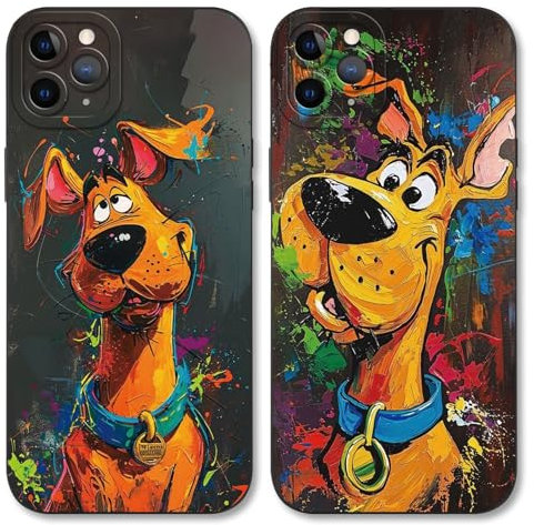 Yimctoie 2 Stück Handyhülle für iPhone 7/8/SE 2020/SE 2022 4,7,Cute Bemalt Gelb Hund Cartoon Hülle Niedlich Puppy Karikatur Anime Funny Dog Case,Schwarze Silikon Schutzhülle Bumper Stoßfeste Cover