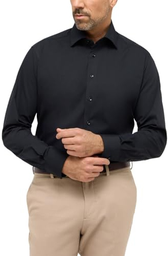 ETERNA Modern Fit Hemd Performance Shirt Langarm New Kent Kragen schwarz