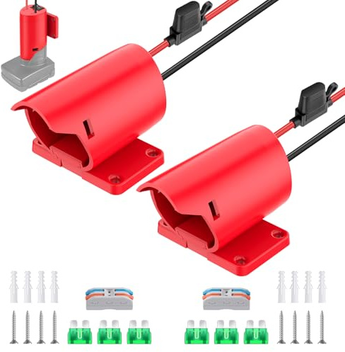 2 Packs Power Wheel Adapter for Milwaukee M12 Battery Adapter 12V Power Wheel Battery Conversion Kit with Switch, Fuse & Wire Terminals, 12AWG Wire, Power Connector for DIY Rc Car Toys