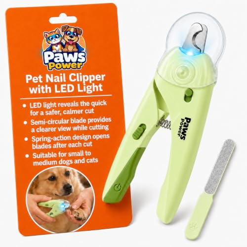 Paws Power LED für Katzen & Hunde Nagelknipser mit Licht, beleuchtet Nägel oder Blutlinie für sicheren und einfachen Trimmer, extra scharf für dicke Nägel, schneller Sensor, vermeidet Überschneiden
