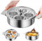 Maker d'oeufs pochés en acier inoxydable avec 4 tasses, castre-cuisinière multipurpose antiadhésive avec poignée pour les pots, les poêles et les autocuiseurs