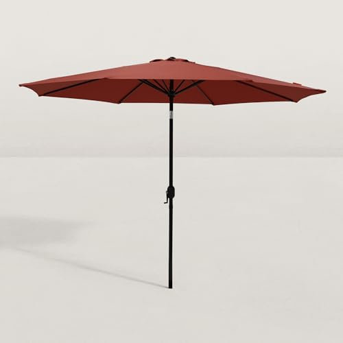 JJ. Parasol droit rond inclinable Juanito Ø300 cm Parasol droit Ø3 m Ouverture avec manivelle Toile professionnelle 240g/m2 renforcée résistante aux UV Vert olive