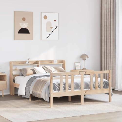 vidaXL Bettgestell mit Kopfteil ohne Matratze 135x190 cm