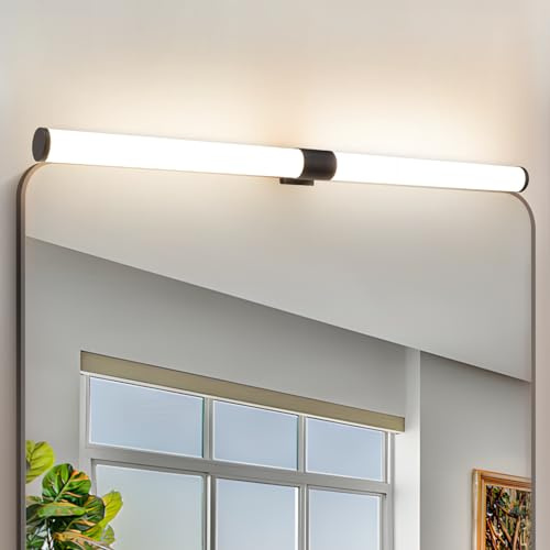 Homefire Spiegellampe Bad Spiegelleuchte LED - Badleuchte Klemmbar Badezimmer Spiegel Beleuchtung 60CM Schwarz Wasserdicht IP44 Badlampe Neutralweiß 4000K Modern für Badschrank Schlafzimmer