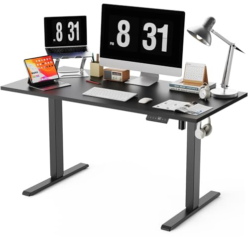 WALKINGDESK Ganze Tischplatte Höhenverstellbarer Schreibtisch, Elektrisch 140 x 70 cm Computertisch, Steh-Sitz Tisch mit Einteiliger Tischplatte, Standing Desk mit 4 Memory Funktion, Schwarz