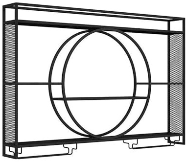 XCHSXYL Portabottiglie da Parete Illuminato a LED con Ripiani galleggianti, unità Bar, mensola per Esposizione Bottiglie di liquore e Porta Bicchieri da Vino, Design Moderno Nero