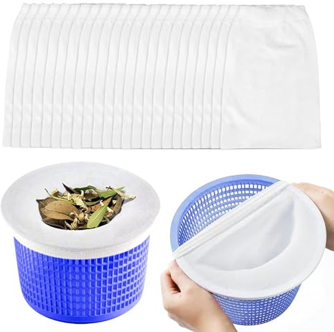 POPAPIE 30 Pcs Chaussette Skimmer Piscine, Chaussette Filtre Piscine, Filtre Skimmer Piscine, Chaussettes Skimmer Piscine Panier, Net Skim Piscine, pour Filtration Efficace des Feuilles Et Pollen