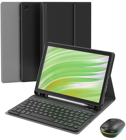 MERSATM Custodia per tastiera con mouse per Amazon Fire HD 10 11a generazione 2021/13a generazione 2023 10,1 pollici, custodia a libro con supporto per pennino, tastiera wireless magnetica rimovibile